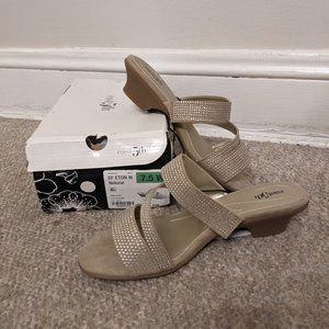 NWT Nude Bejeweled Sandals